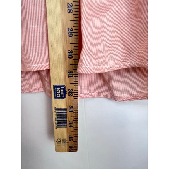 Tommy Bahama Men's XXL Orange/White Pinstriped Linen Blend Long Sleeve Shirt - Picture 5 of 7